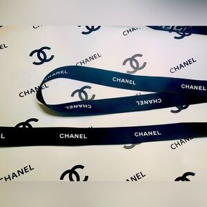 AUTHENTIC CHANEL BLACK AND WHITE RIBBON LOGO 72  inches